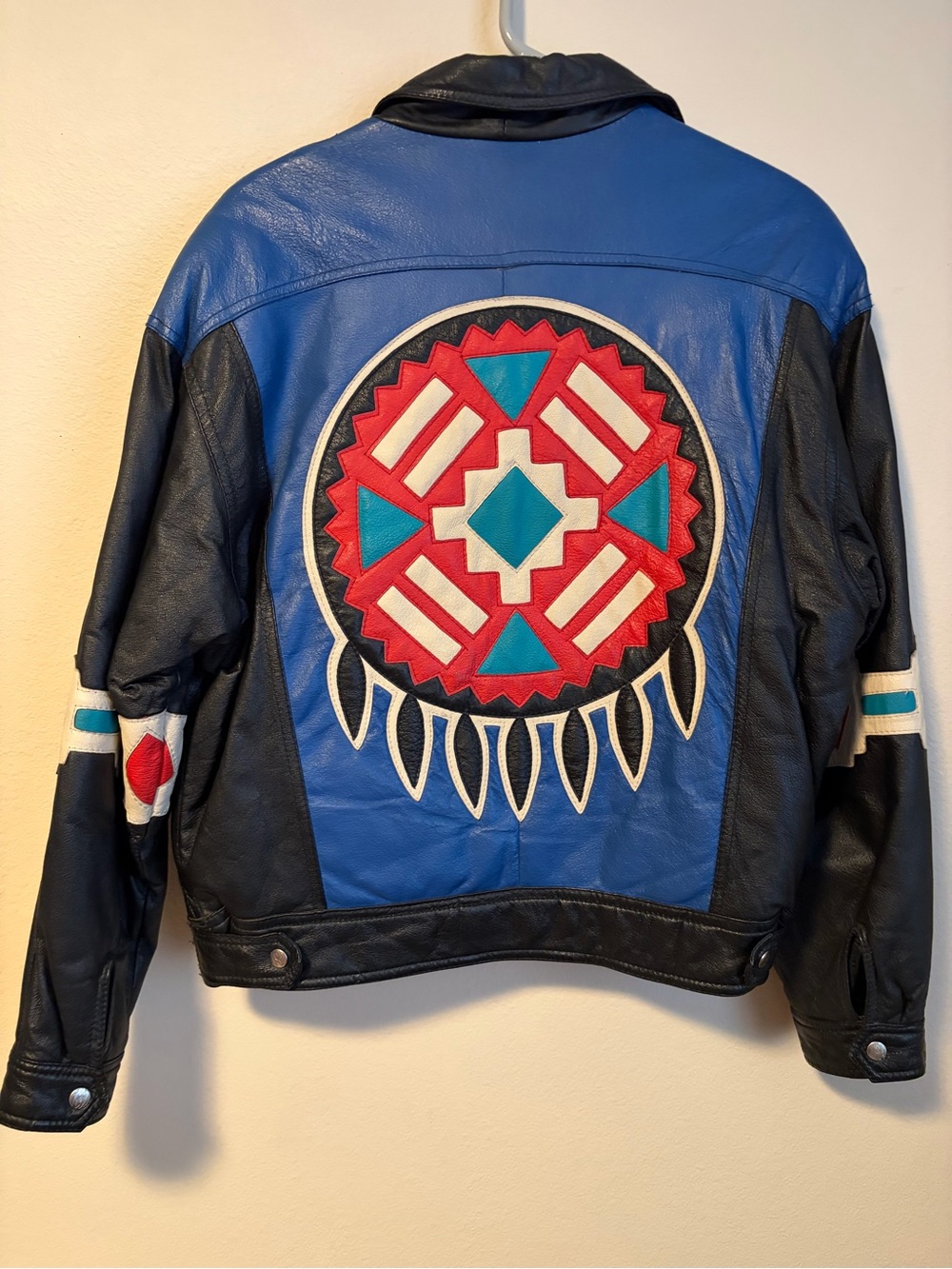 Michael Hoban “Where M I” Vintage Southwest Leather Jacket Western Medium Korea